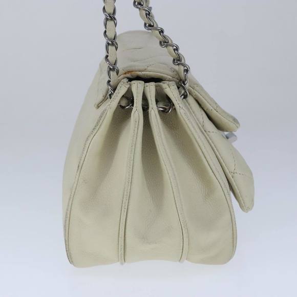 CHANEL Matelasse Chain Shoulder Bag Caviar Skin White CC Auth bs20238 - Picture 3 of 16